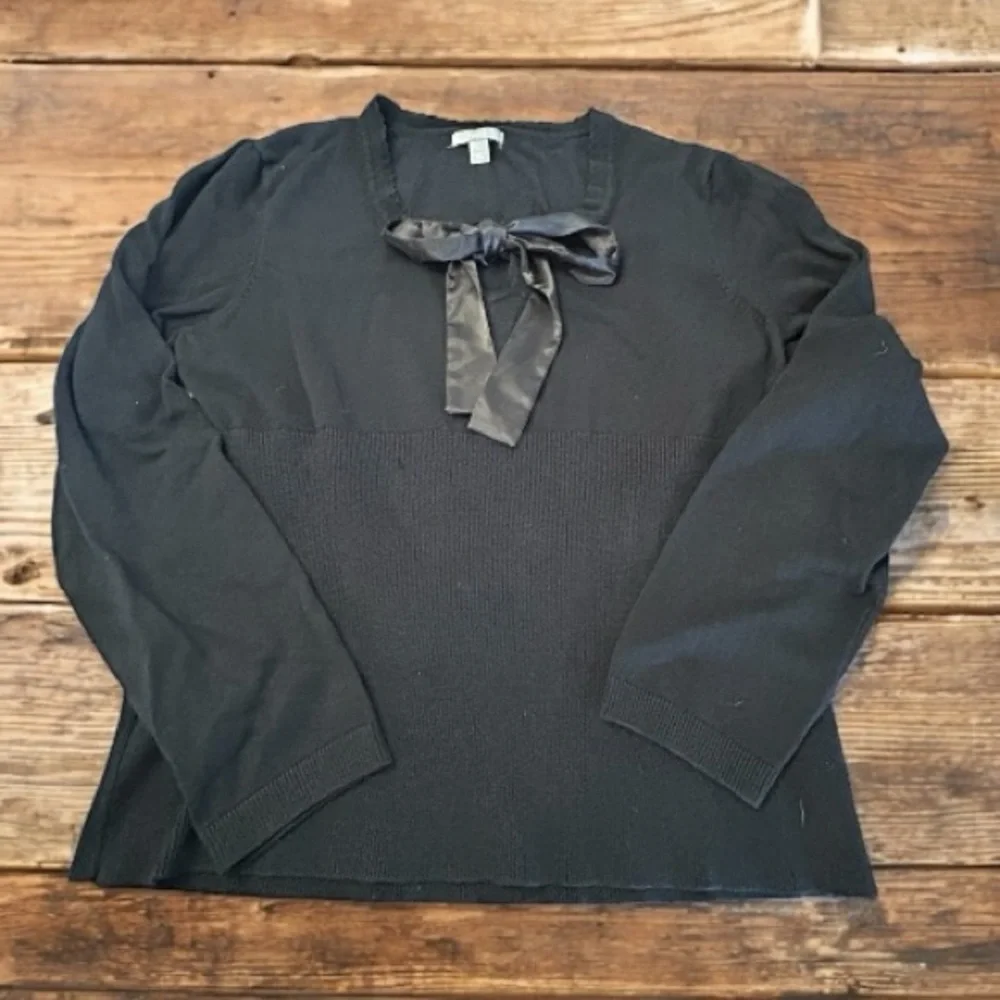 Apt 1 Black Sweater with Satin Bow Woman’s X-Large - Picture 1 of 6